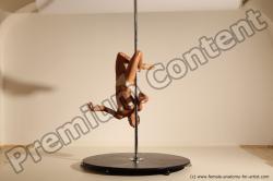 Nude Gymnastic poses Woman White Slim long brown Dancing Dynamic poses Pinup